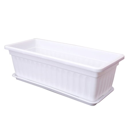 Rectangle Planters for Indoor Plants  Casewin 1 Pack 16.9x5.5x7.4Inch Large Vegetable Flower Herb Window Boxes  Outdoor Plastic Growing Pots with Tray for House Windowsill Balcony Garden Use  White