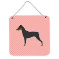 thumbnail image 1 of German Pinscher Checkerboard Pink Wall or Door Hanging Prints, 1 of 1