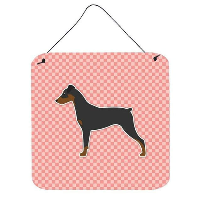German Pinscher Damier Rose Impressions Murales Ou de Porte
