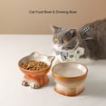 thumbnail image 4 of Juego de cuencos elevados para gatos y perros Nihow Ceramic de 5 pulgadas (2 piezas), color marrón, 4 of 8