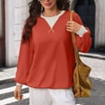 thumbnail image 5 of QIYAGBSA Color Block Crew Neck Tops for Women, Long Sleeve Loose Pullover Sweatshirt with Contrast Detail, Casual Spring Fall Streetwear, 5 of 8