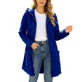 thumbnail image 2 of Hoodies for Women Drawstring Zipper Long Jacket Top Pocket Hooded Long Sleeve Solid Print for Casual Wear Sweatshirts for Women Blue XXL, 2 of 5