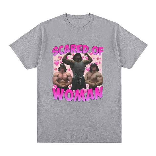 Camiseta Sam Sulek con texto "Miedo a las mujeres", humor, gimnasio, fitness, camisetas gráficas, hombre, mujer, algodón, informal, talla grande