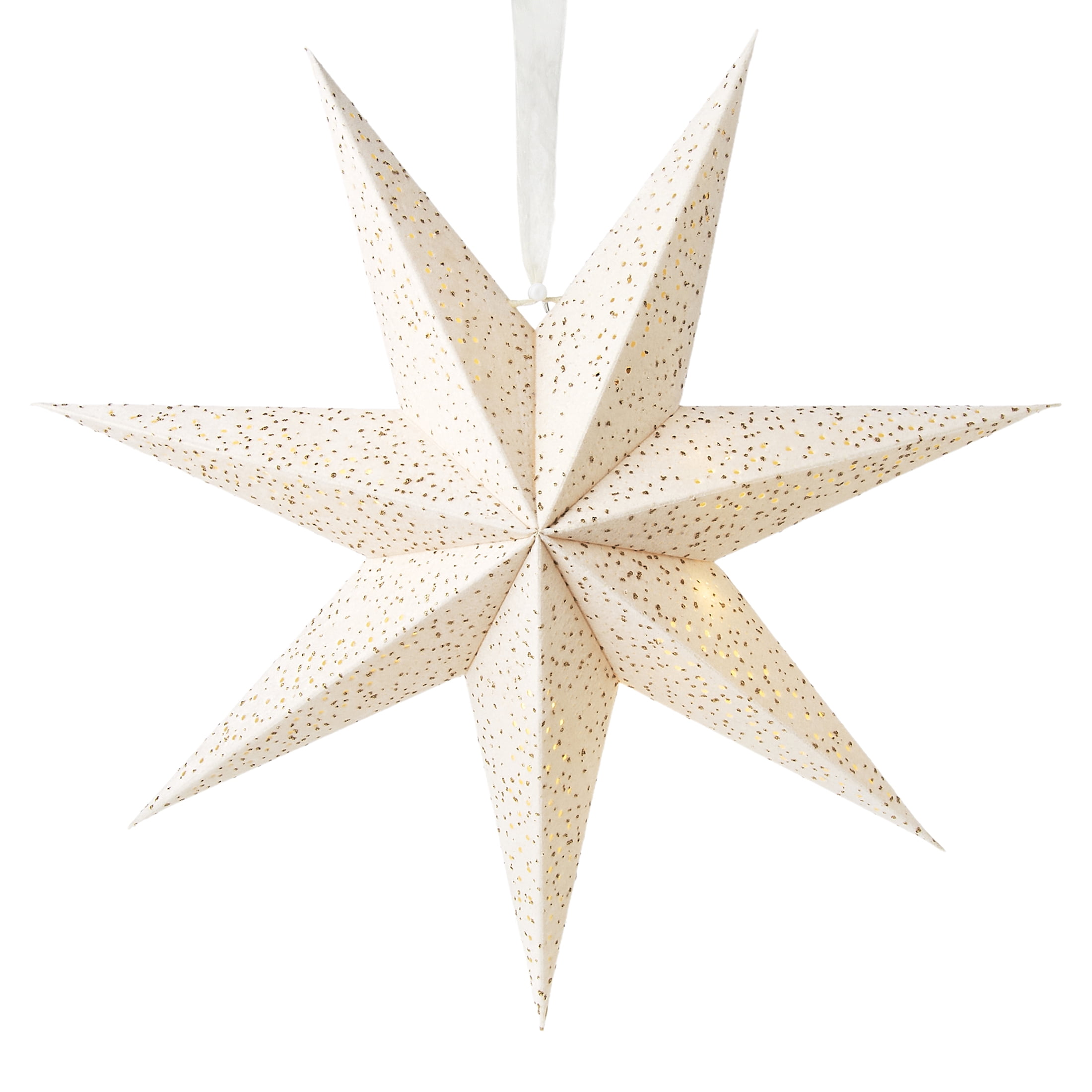 Light-Up White Battery-Operated Flocked Star Christmas Hanging Decoration, 17", by Holiday Time