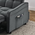 thumbnail image 6 of 47 Inch Loveseat Sofa Bed with Pull-Out Sleeper, Mid-Century Modern Velvet Convertible Sofa with Adjustable Back, USB-C Charging and Arm Storage Pockets, Grey, 6 of 10
