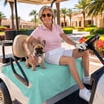 thumbnail image 3 of Golf Cart Seat Covers for 2 Seater,Turquoise Burlap Texture Soft Microfiber Cart Seat Towel Blanket,Farmhouse Vintage Aqua Absorbent Breathable Non Slip Bench Seats Protector for Golf Course 51"x31", 3 of 9