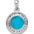 thumbnail image 3 of Sterling Silver Rhodium-plated Polished CZ Halo and Reconstituted Turquoise Cabochon Circle Pendant Material Primary Purity Romantic Unique Exquisite Designed for those who cherish timeless beauty, 3 of 4