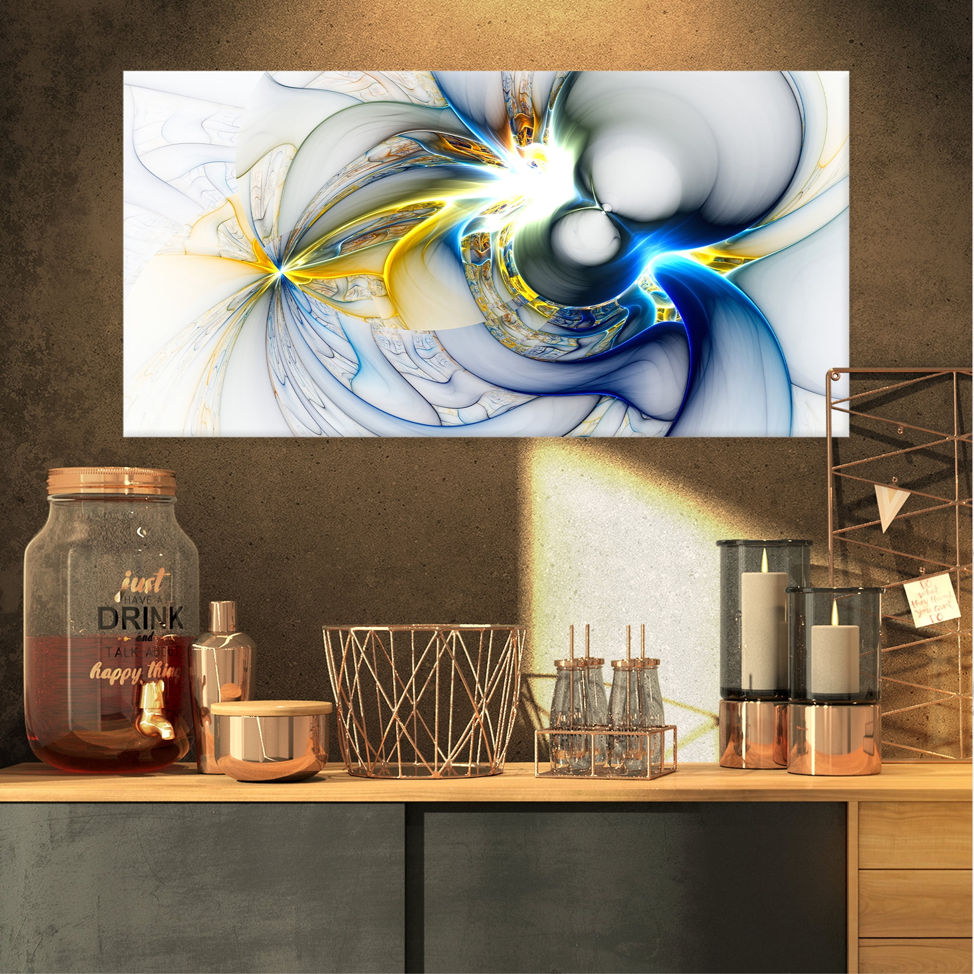 Designart 'Shining Multi Colored Plasma ' Abstract Wall Art Canvas
