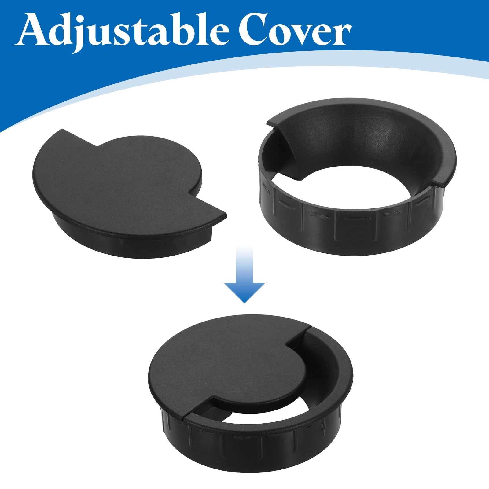 8 Pcs Desk Grommet, 87 Mm/3.43 Inch Cable Wire Grommet Organizer, Black