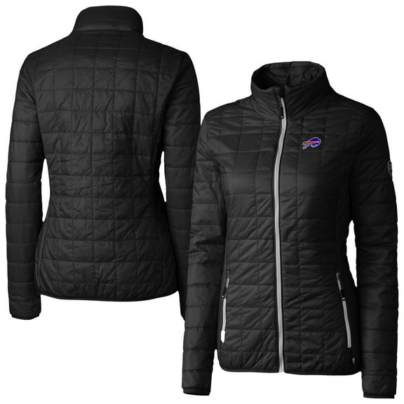 Women's Cutter & Buck Black Buffalo Bills Rainier PrimaLoft Eco Insulated Full-Zip Puffer Jacket