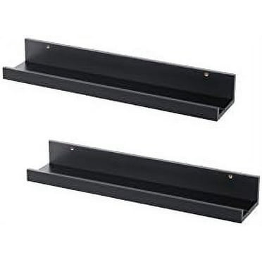 Set of 2 Modern Black Floating Ledge Shelf for Photos, Pictures, Frames Mosslanda 21 3/4" Each