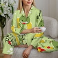 thumbnail image 6 of Lsque Cute Dinosaurs Cartoon Pattern Long Sleeve Pajama Set for Women - Soft 2-Piece Sleepwear and Loungewear Set with Pockets, Comfy Nightwear-Small, 6 of 7