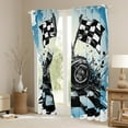 thumbnail image 3 of Feelyou Vintage Checkered Flag Black Out Curtains, Modern Sports Car Curtains Pack of 2 (42x63 Each), Teen Boy Girl Kid Bedroom Curtains, Blackout Curtains Room Decor, 3 of 6