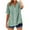 Green, variant on Cmfcve Women's Summer Tee Shirt Classic Button Stripe Gauze Blouses V-Neck Short Sleeve Business Work Tops