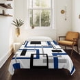 thumbnail image 4 of Blue Black Geometric Tapestry for Bedroom Wall Hanging Tapestry, Modern Minimalist Stripes Aesthetic Ceiling Backdrop Tapestries Poster Blanket Wall Decor for Teens Room Living Room Dorm 59" x 90", 4 of 8