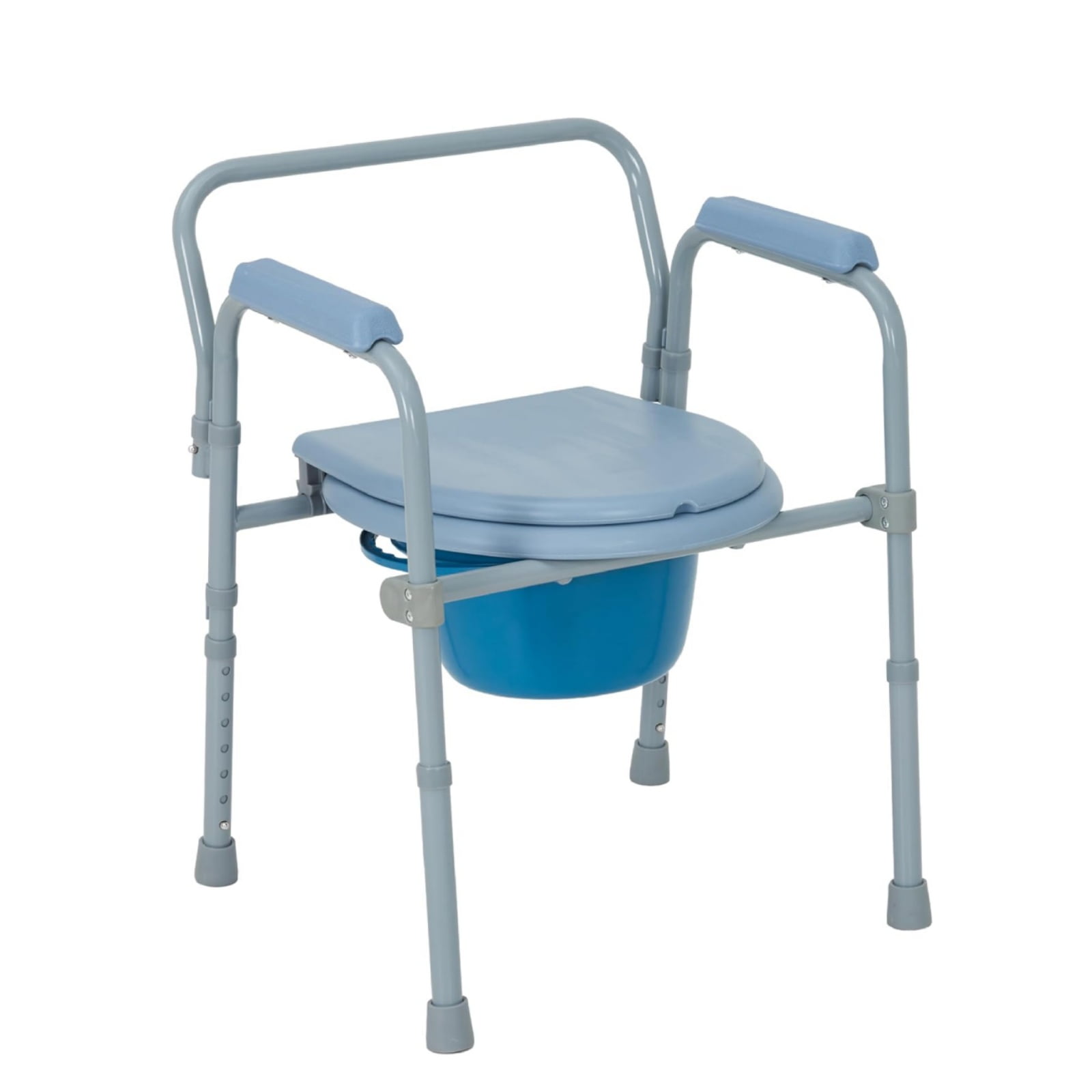 Ladcaser Bedside Commode Chair with Bucket & Splash Guard, Adjustable Height 17" to 22", Portable Toilet for Adults and Seniors, Toilet Seat, Shower Chair, Adult Potty Chair, Supports Up to 300 Lbs