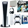 Sony Playstation 5 Disc Version (Sony PS5 Disc) with White Extra Controller, Headset, Media Remote, MLB The Show 21, Accessory Starter Kit and Microfiber Cleaning Cloth Bundle