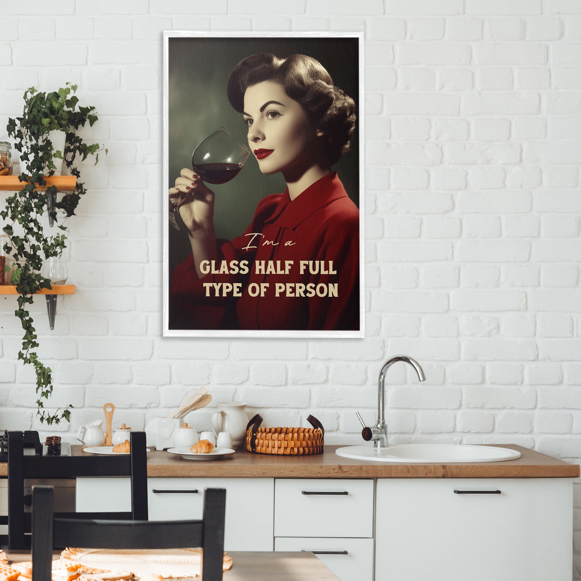 Stupell Industries Glass Half Full Person White Framed Giclee Art, design by Andreas Magnusson