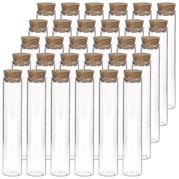 30pcs 25ml Glass Test Tubes, 20100mm Clear Flat Test Tubes With Cork Stoppers For Scientific Experiments, Bath Salt And Candy Storage(bejoey)