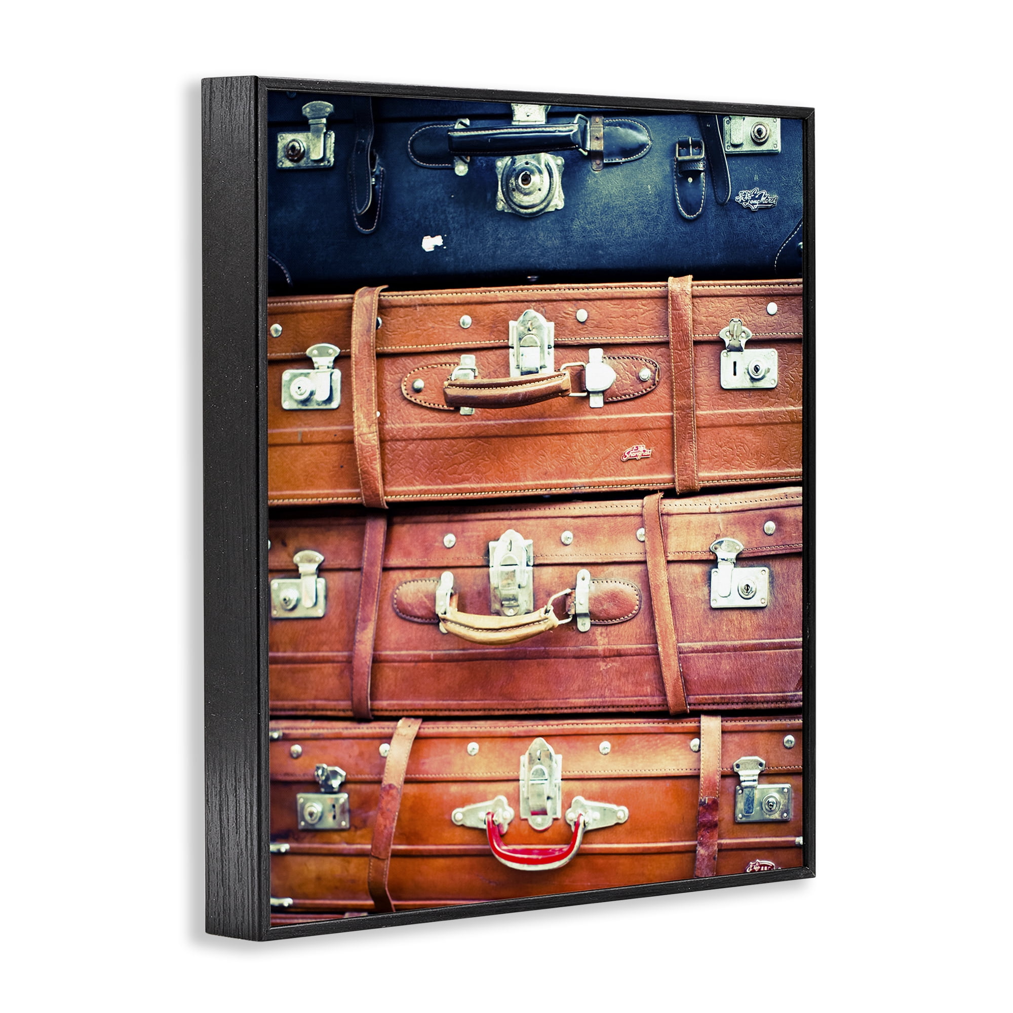 Stupell Industries Varied Stacked Suitcases Novelty Photography Black Framed Art Print Wall Art, 11 x 14
