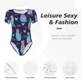 thumbnail image 6 of The Xecao Silhouette Cats Women's Crew Neck Body Suit, a short-sleeved bodysuit and basic swimsuit, both comfort and style for dating and daily life, 6 of 9
