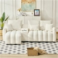 thumbnail image 3 of JERFIT Large 92" Off White Teddy Fabric Corner Sofa with USB Charging, Center Console & Coffee Table for Living Room, 3 of 10