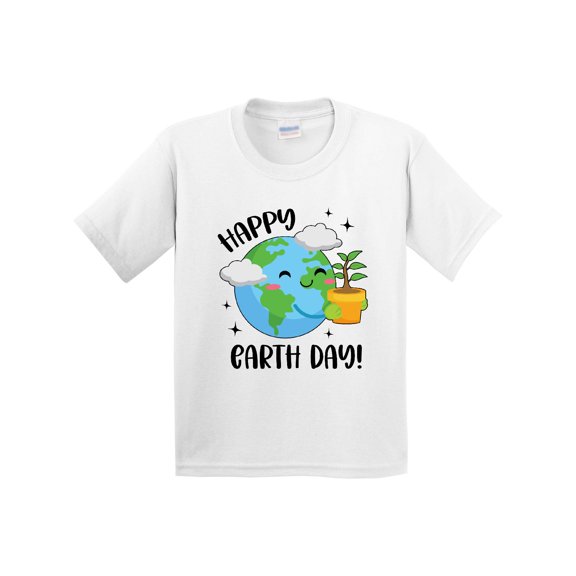 Inktastic Happy Earth Day Cute Smiling Planet Earth with Tree Youth T-Shirt