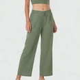 thumbnail image 2 of BRGZLK Women's Palazzo Pants Elastic Waistband Adjustable Lace Up Pocket Solid Color Pants Flowy Travel Wide Leg Pants 2026 Casual Summer Loose Beach Lounge, 2 of 7