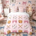 thumbnail image 3 of Meiyoeat Sport Glove Baseball King Bedding 7pcs for Girls, Pink Bow King Bed in a Bag, 3 of 6