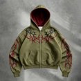 thumbnail image 6 of Men's Y2k Goth Graphic Zip Up Hoodies Long Sleeve Grunge Punk Sweatshirt with Pockets, 6 of 8