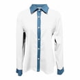 thumbnail image 5 of TaTaai Women's Loose Fit Blouse Long Sleeve Lapel Collar Waffle Knit Design Button Front Denim Style Casual Top Gift, 5 of 5