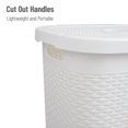 thumbnail image 4 of 50L Slim Laundry Hamper, Clothes Basket, Lid, Wicker Design, Plastic, 17.65" L x 13.75" W x 21" H, White, 4 of 6