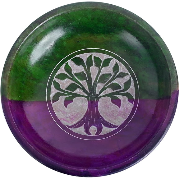 Soapstone Smudge Bowl for Scrying - 5x1 - Incense Burner, Wiccan Rituals, Divination (Tree of Life)