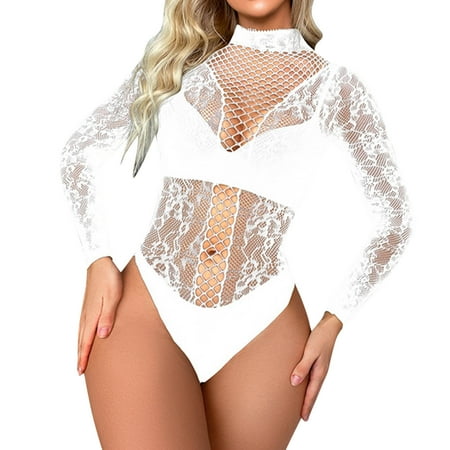 Zuwimk Lingerie For Women Women Lingerie Snap Crotch Lace One Piece Deep V Strap Teddy Lace Bodysuit Women Fishnet Dress Camisole Lingerie Nightgowns Chemise Nightwear Sleepwear