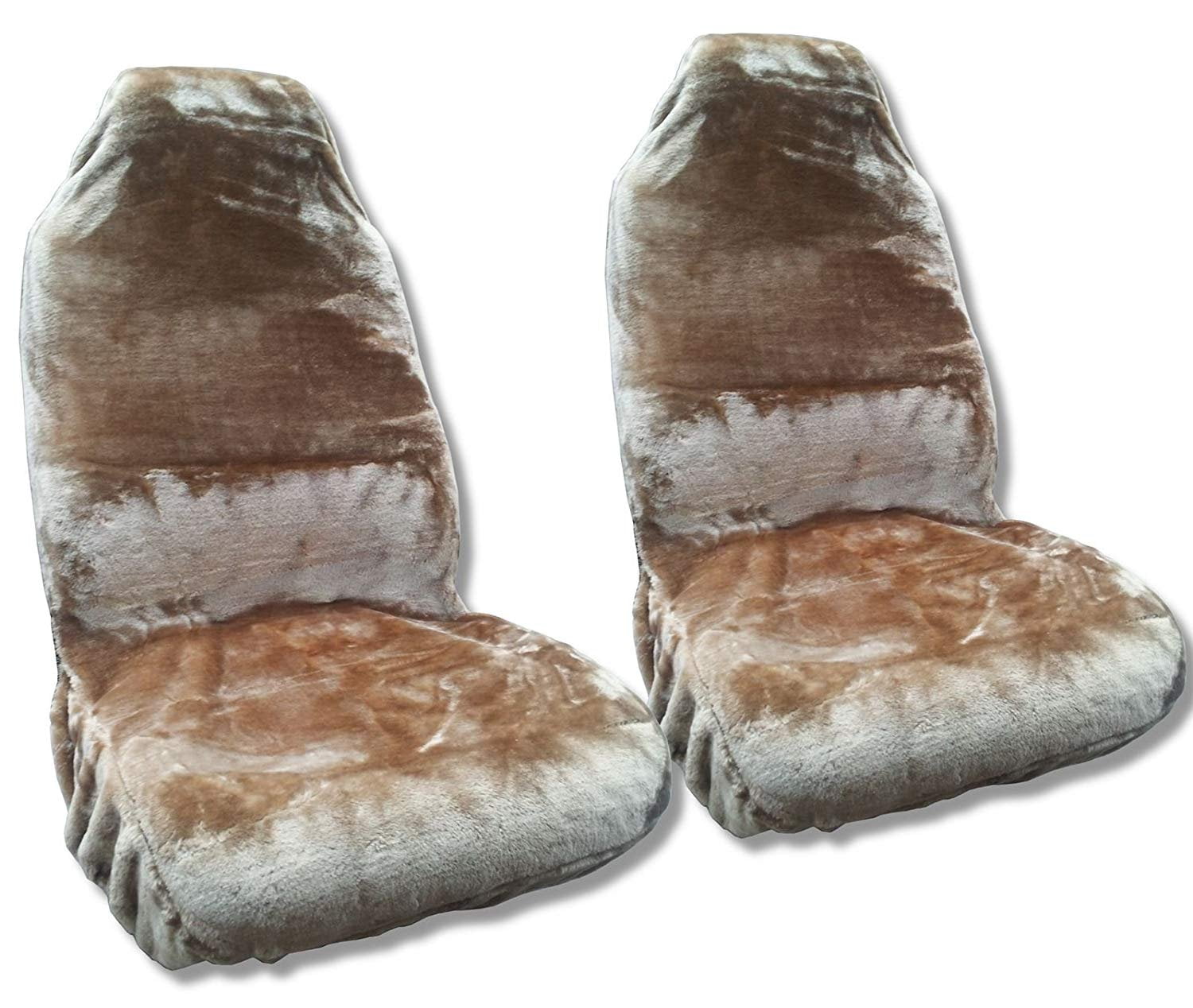 Synth Sheepskin Seat Cover Pair Beige 