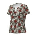thumbnail image 2 of Goofa Leopard Print Rose Pattern Womens Deep V Neck Low Cut Tops Casual Summer Short Sleeve Ribbed Knit T-Shirts-Medium, 2 of 5