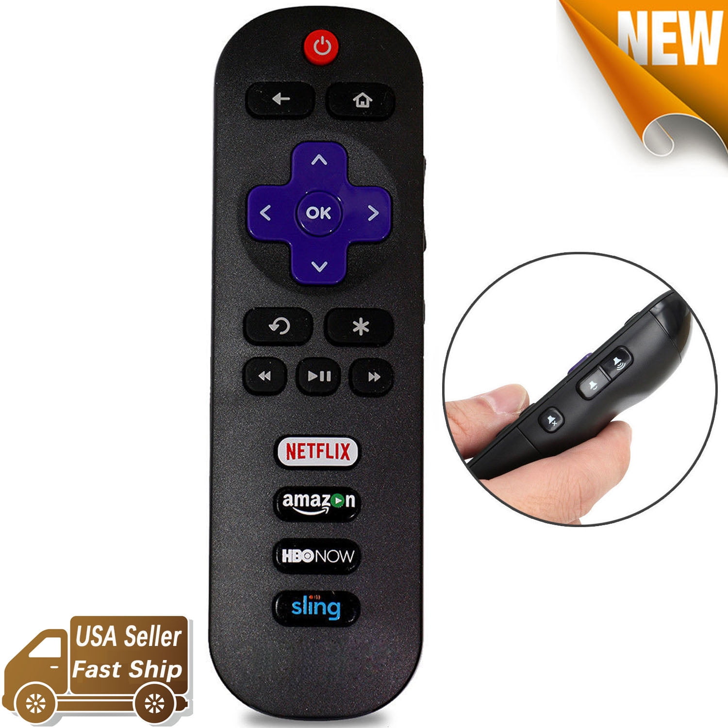 New RC280 LED HDTV Remote Control for TCL ROKU TV with HBONOW Sling
