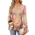 thumbnail image 3 of Tiqkatyck Womens Dressy Tops Womens Fall Tops Loose Fit Pleated Long Sleeve Shirts Casual Crewneck Blouse Plus Size Blouse Long Sleeve Shirts for Women Blouses for Women Dressy Casual Rose Gold M, 3 of 7