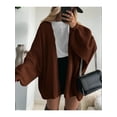 thumbnail image 4 of Women'S Oversized Cardigan Sweaters Fall Long Lantern Sleeve Knit Open Front Sweater Dark Brown M, 4 of 8