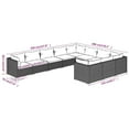 thumbnail image 2 of vidaXL 10 Piece Patio Lounge Set with Cushions Poly Rattan Black, 2 of 7