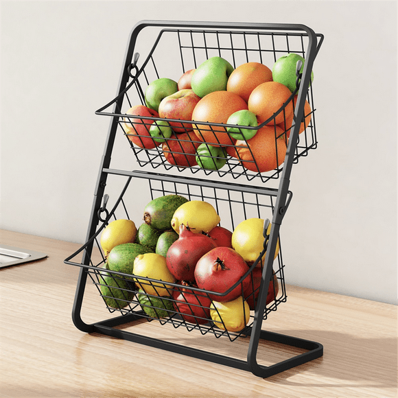 Kitchen Organizer Shelf Double Layer Seasoning Vegetables Fruits Holder Assembly Bathroom Removable Stand Storage White