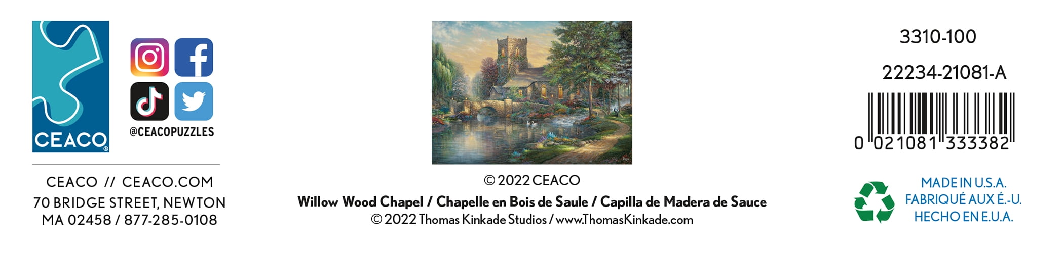 Ceaco 1000-Piece Thomas Kinkade Willow Wood Chapel Interlocking Jigsaw Puzzle
