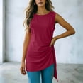 thumbnail image 4 of Kukoosong Women's Tunic Tank Tops, Side Ruched Irregular Hem Loose Fit Camisole Tops, Soft Stretchy Long Vest Shirts for Beach, Summer Casual Round Neck Sleeveless Tanks, 4 of 7