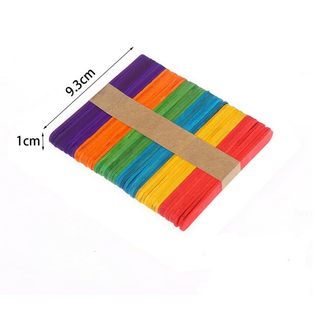 WREESH DIY Early Education Material Wood Color Ice Cream Stick Ice Cream Stick