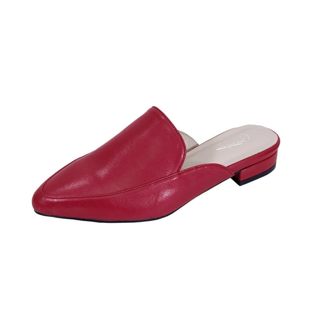 red pointed mules