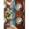 thumbnail image 5 of Teal Blue Burlap Cotton Table Runner 13x70 Inches Long, Brown White Minimalist Retro Smear Ombre Art Farmhouse Table Runners, Outdoor Dining Tablecloths Decor for Baby Shower/Party/Wedding, 5 of 6