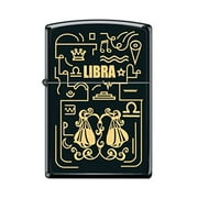 Zippo Lighter - Personalized Custom Message Engraved on Backside for Libra Zodiac Black Matte #Z5304