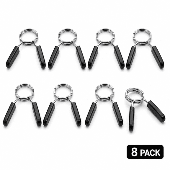 Set of 8 Barbell Clamps, Spring Clips for Dumbbells, Circlip Collars for Securing Weights, Standard Barbell Additions for Strength Training in The Gym