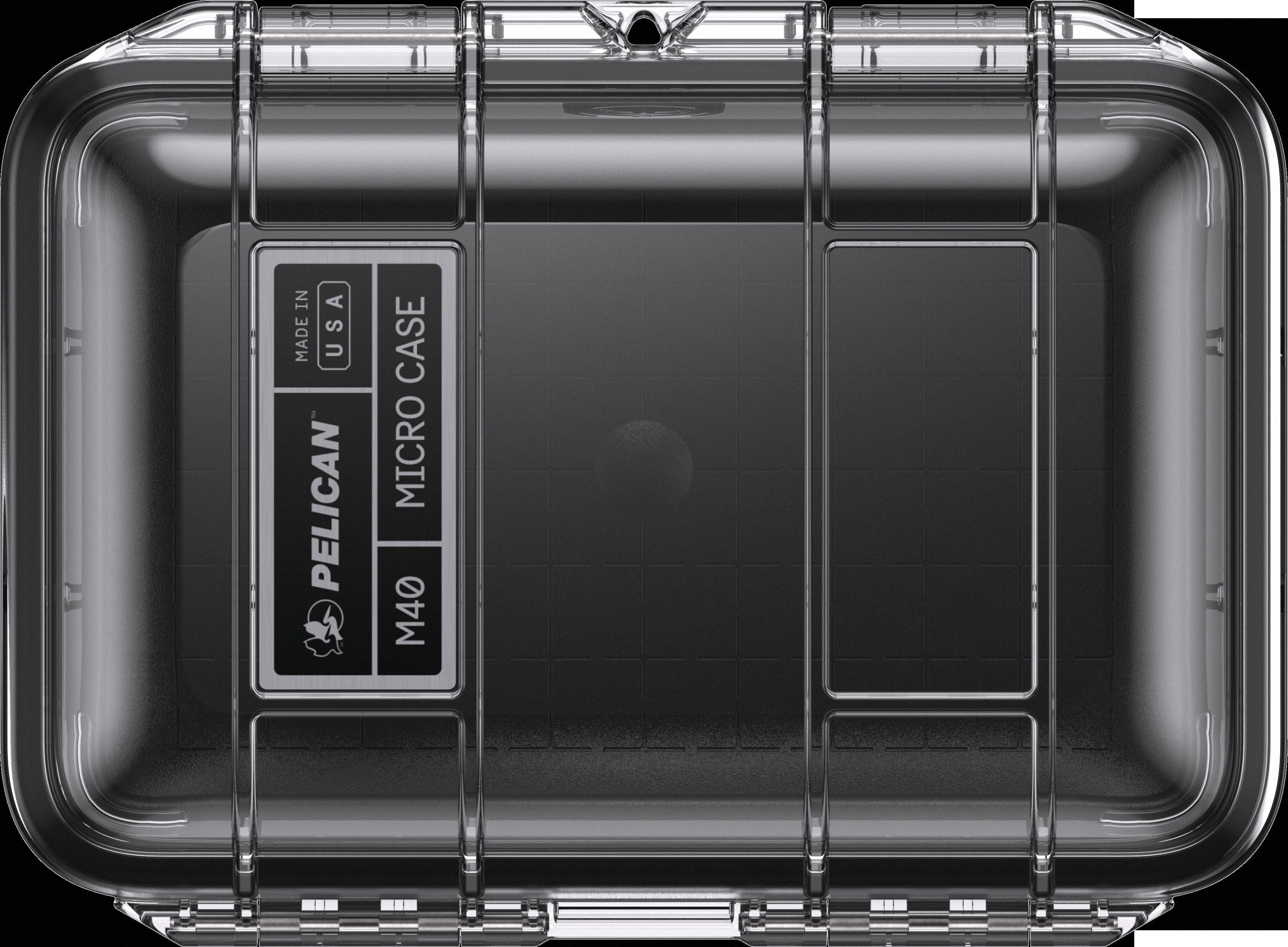 Pelican Micro Storage Case M40 Black Clear Lid with Liner, IP67 rated protection Submergible, Waterproof, Crushproof, Dustproof