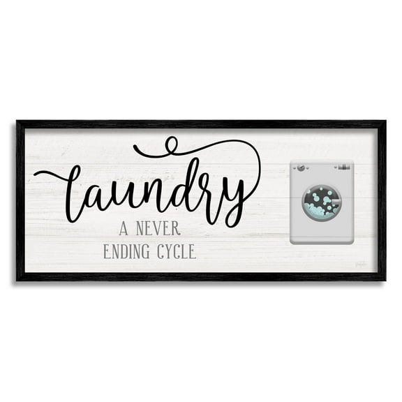 Laundry Never Ending Cycle Funny Typography Graphic Art Black Framed Art Print Wall Art